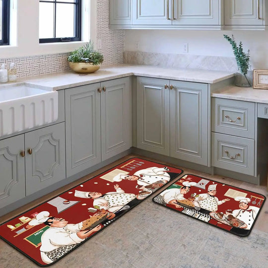 2PC Coffee Kitchen Rugs and Mats Non-Slip Washable Stain and Fade Resistant