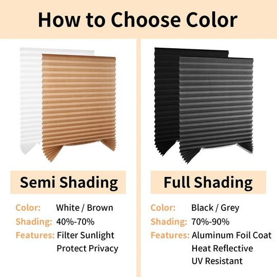 Large Size Self-adhesive Pleated Blinds Bathroom Balcony Shade Half /Full Blackout Window Curtains for Bedroom Living Room