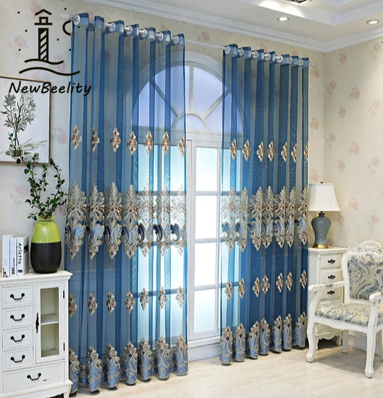 Window Blinds Embroidery Tulle Curtains For Living Room