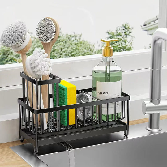 Kitchen Sink Sponge Holder with High Brush Rack
