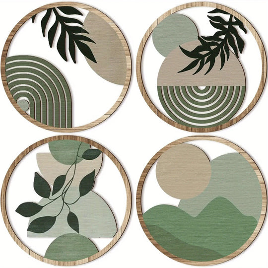 4 Bohemian Wall Art Set - Wooden Bohemian Deco