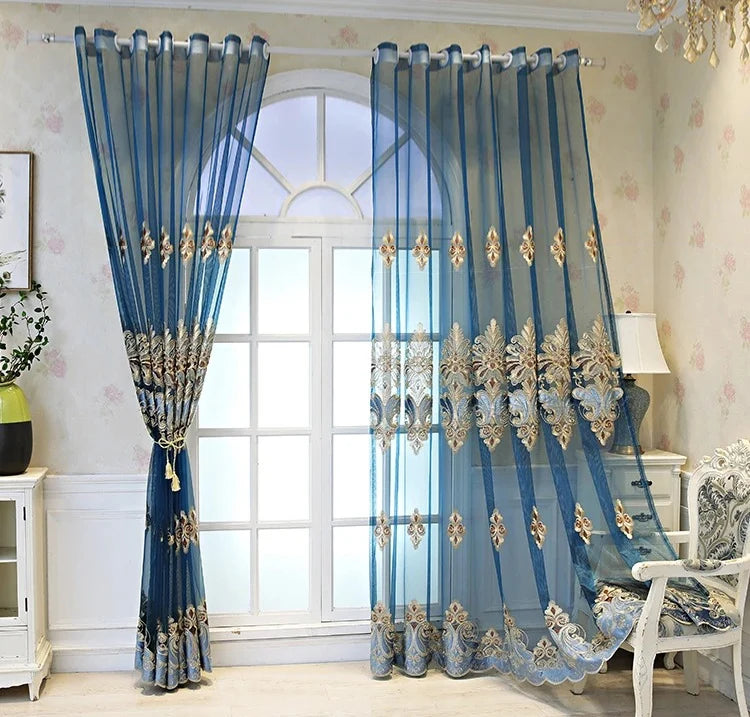 Window Blinds Embroidery Tulle Curtains For Living Room