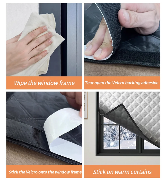 Latest Style Winter Curtains Heat-insulating and windproof Sealed Windows Screen Non perforated Blackout and cold Proof Curtains