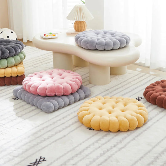 1 cookie shaped cushion, comfortable and soft circular cookie cushion, square cushion, suitable for indoor use at home