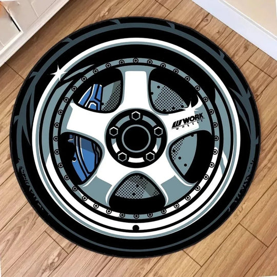 Car Rugs Tire Shape Round Mats Boys Bedroom Rug Car Hub Home Living Room Anti-slip Coffee Table Floor Mat Tapetes De Automóvil