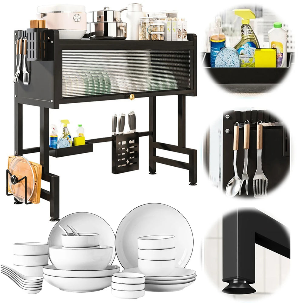 Kitchen Drain Shelf 3-Tier Multi-Functional Kitchen Storage Rack