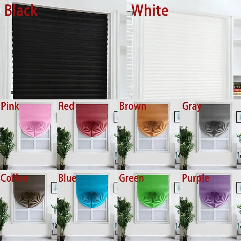 1Pc Shades Self-adhesive Half Windows Nonwoven Folding Curtain B
