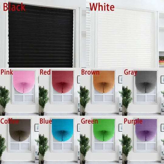 1Pc Shades Self-adhesive Half Windows Nonwoven Folding Curtain B