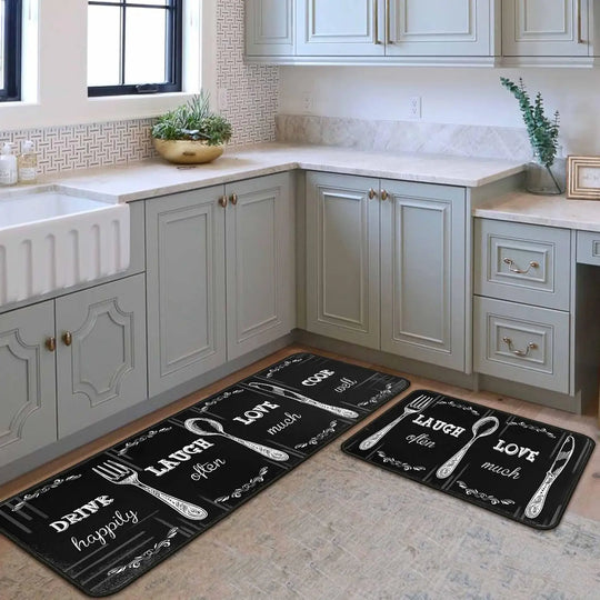 2PC Coffee Kitchen Rugs and Mats Non-Slip Washable Stain and Fade Resistant