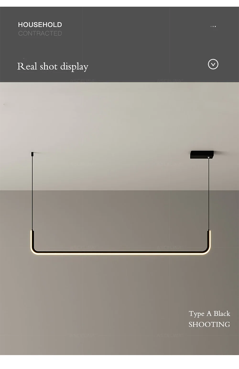 Modern LED Strip Chandelier Light Restaurant Kitchen Decor