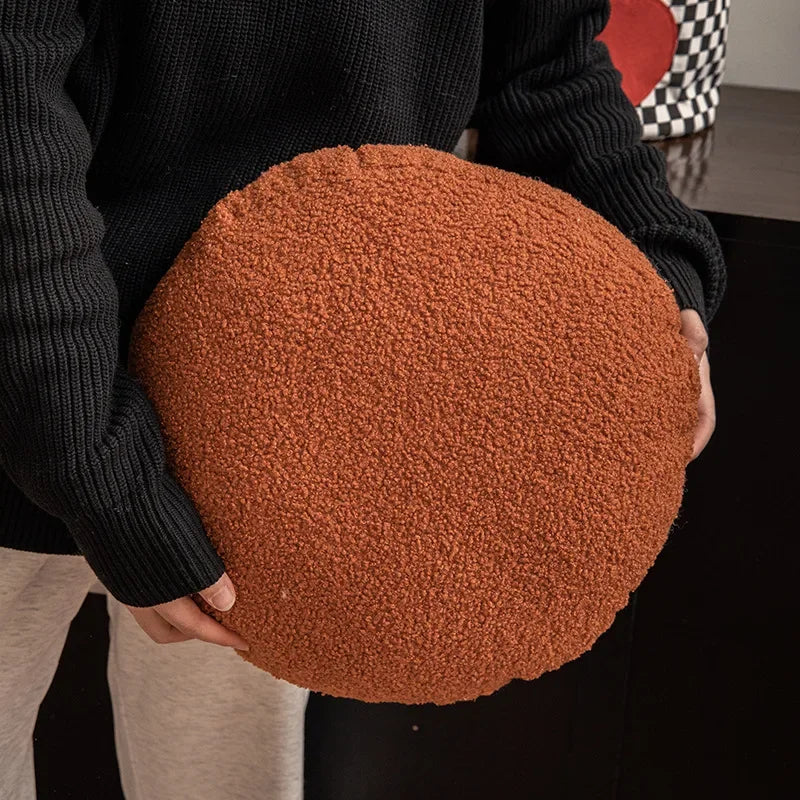 Nordic Style Round Cushion Soft Teddy Furry Cushion