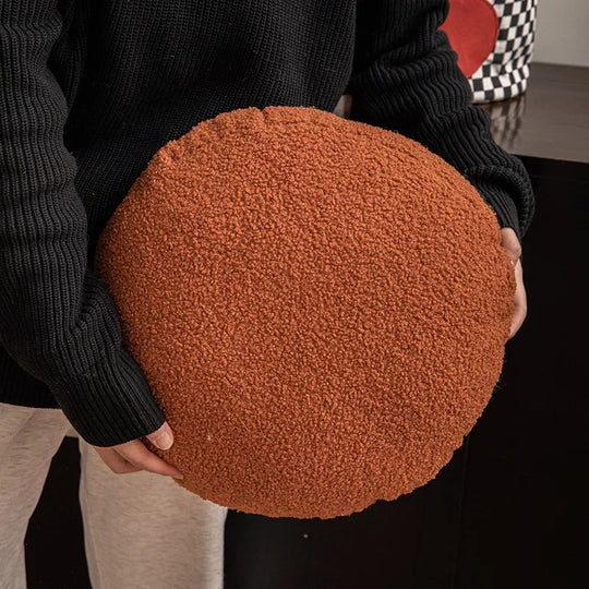 Nordic Style Round Cushion Soft Teddy Furry Cushion