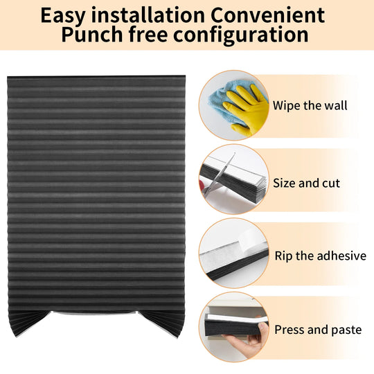 Large Size Self-adhesive Pleated Blinds Bathroom Balcony Shade Half /Full Blackout Window Curtains for Bedroom Living Room