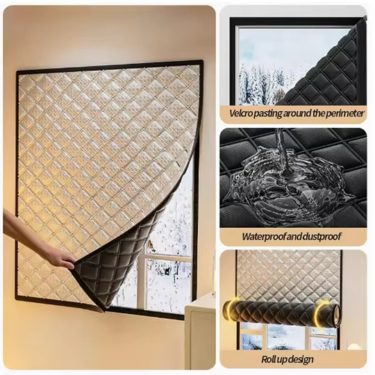 Latest Style Winter Curtains Heat-insulating and windproof Sealed Windows Screen Non perforated Blackout and cold Proof Curtains