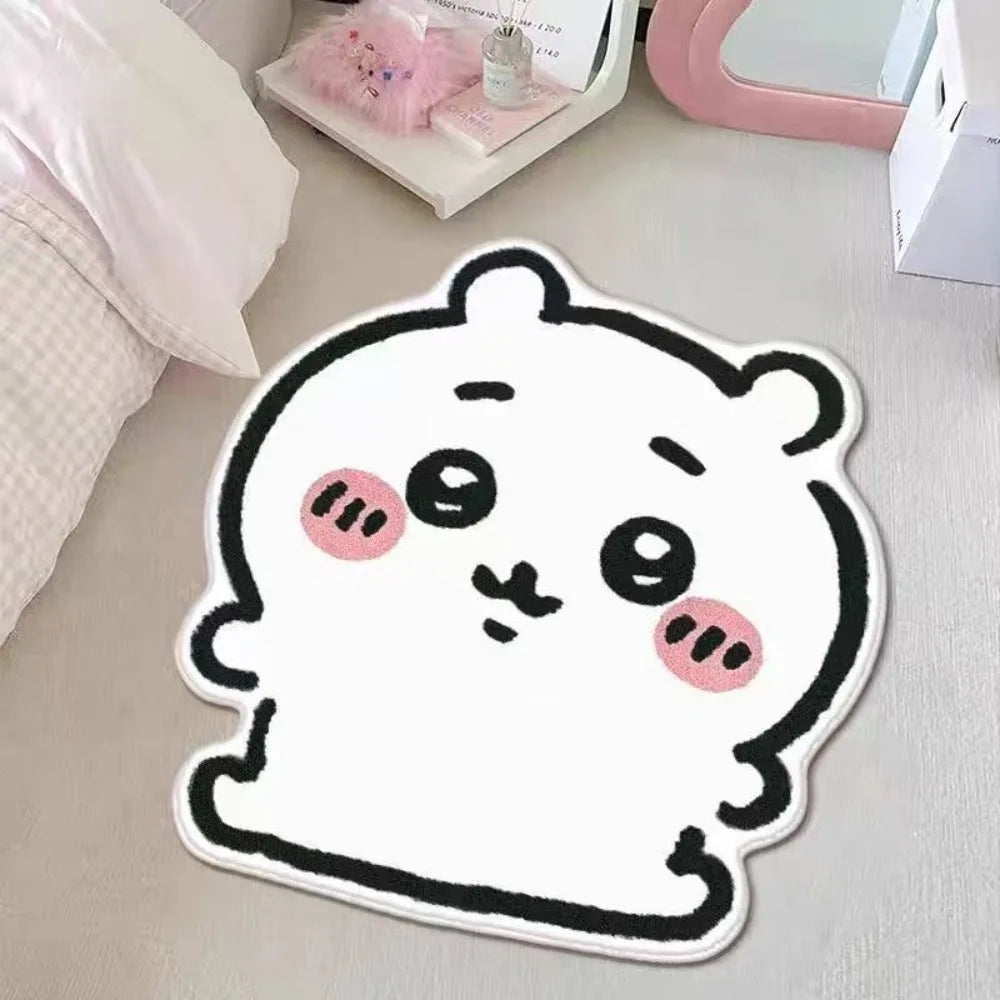 Chiikawa Hachiware Usagi Plush Area Rug - Non-Slip Floor Mat for Living Room, Bedroom, Bathroom & Car