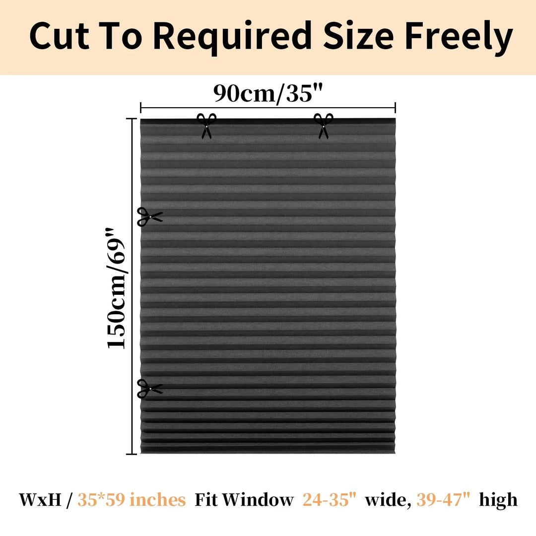 Large Size Self-adhesive Pleated Blinds Bathroom Balcony Shade Half /Full Blackout Window Curtains for Bedroom Living Room