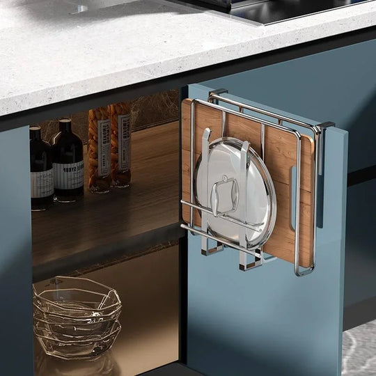 Kitchen Under Cupboard Hanging Organizer Rack with Hook Paper Towel Rags
