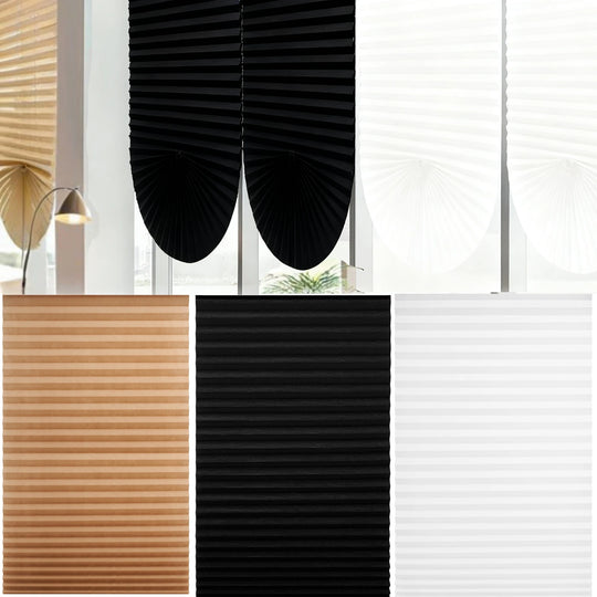 Large Size Self-adhesive Pleated Blinds Bathroom Balcony Shade Half /Full Blackout Window Curtains for Bedroom Living Room