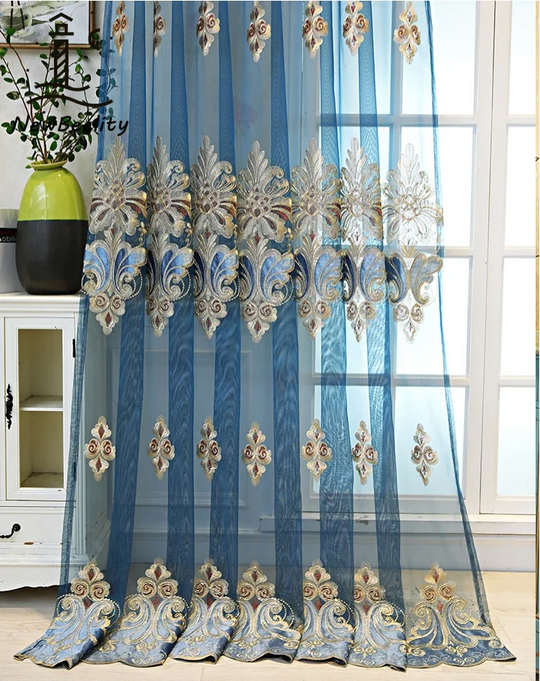 Window Blinds Embroidery Tulle Curtains For Living Room