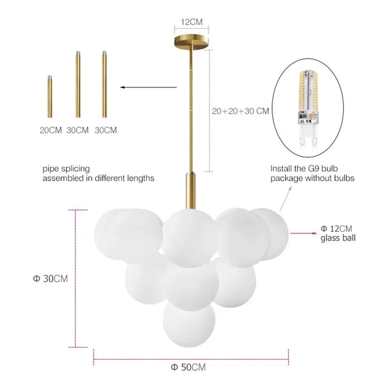 Modern Glass Chandelier Lighting for Living Room