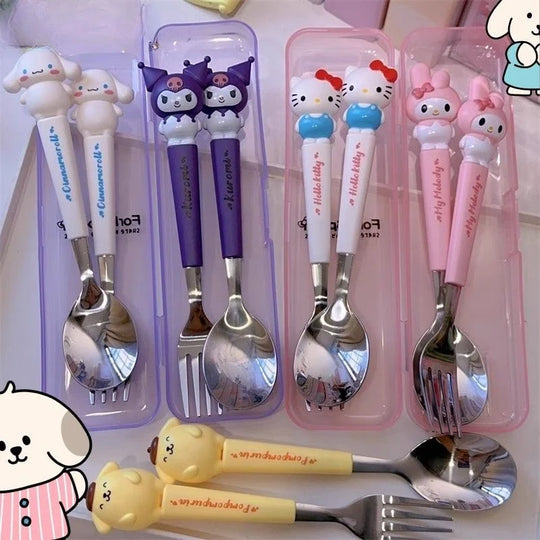 Kitty Cinnamoroll Spoon Fork 2 Pcs Set Stainless Steel
