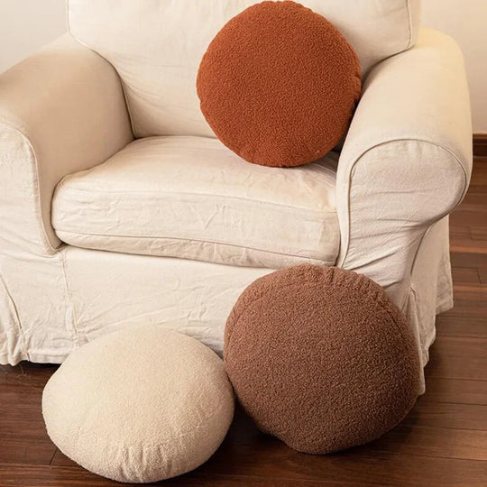 Nordic Style Round Cushion Soft Teddy Furry Cushion