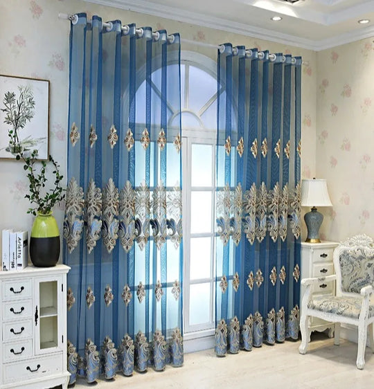 Window Blinds Embroidery Tulle Curtains For Living Room