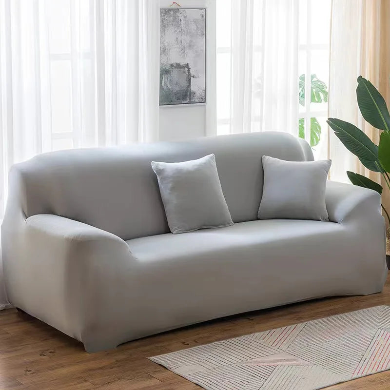 Solid Sofa Cover for Living Room Elastic 1/2/3/4 Seater Sofa Cover Protector L Shaped Corner Sofa Cover Chaise Longue