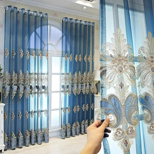 Window Blinds Embroidery Tulle Curtains For Living Room