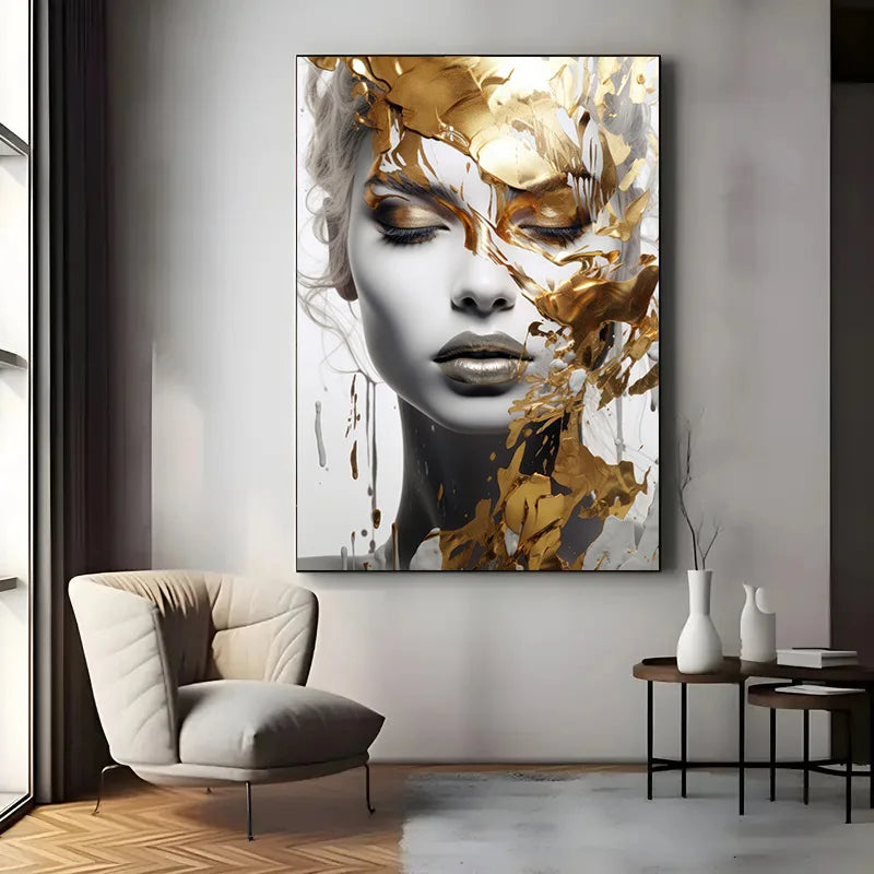 Modern Abstract Woman Face Print Art Posters