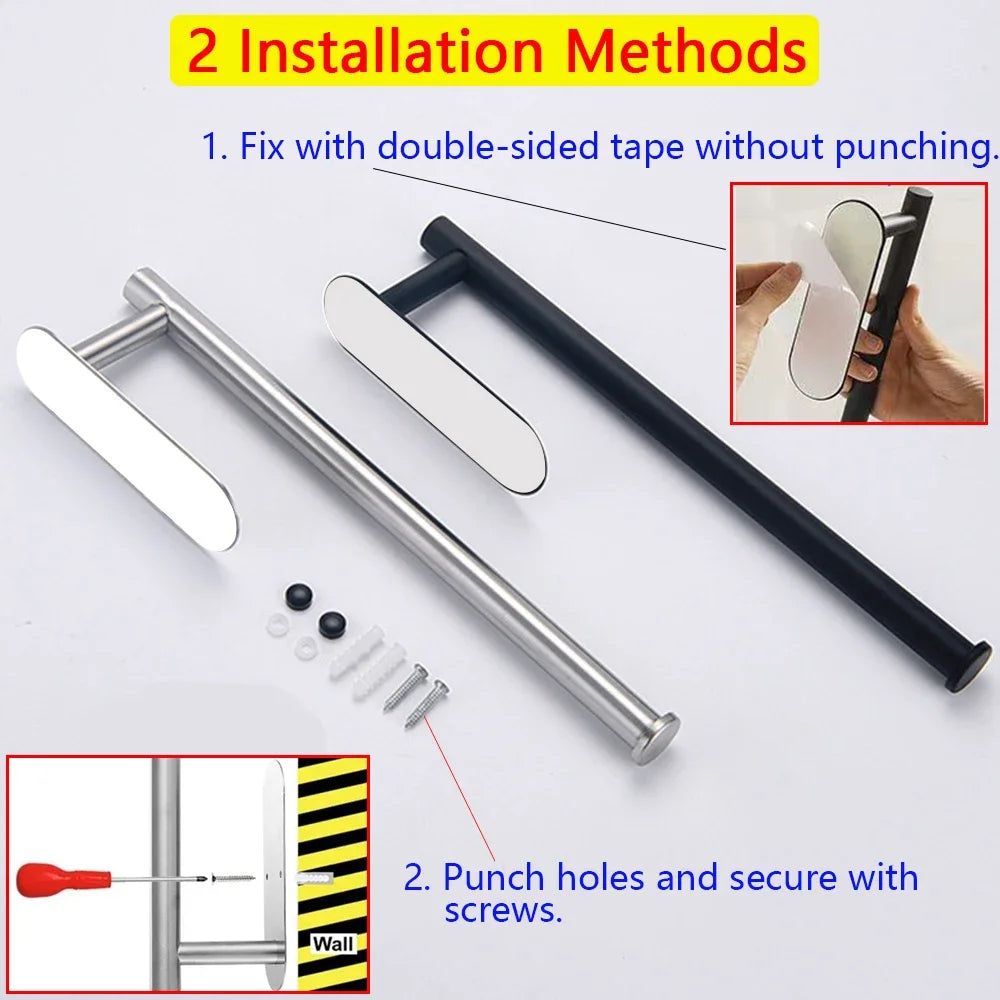 Kitchen Paper Towel Holder Adhesive Tissue Hanger Toilet Roll Paper Dispenser