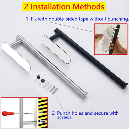 Kitchen Paper Towel Holder Adhesive Tissue Hanger Toilet Roll Paper Dispenser