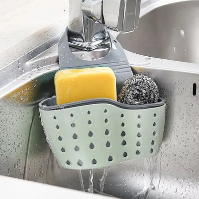 Kitchen Sink Holder Hanging Drain Basket Adjustable Soap Sponge Shelf