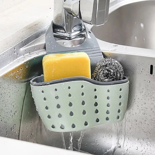 Kitchen Sink Holder Hanging Drain Basket Adjustable Soap Sponge Shelf