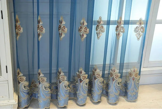 Window Blinds Embroidery Tulle Curtains For Living Room