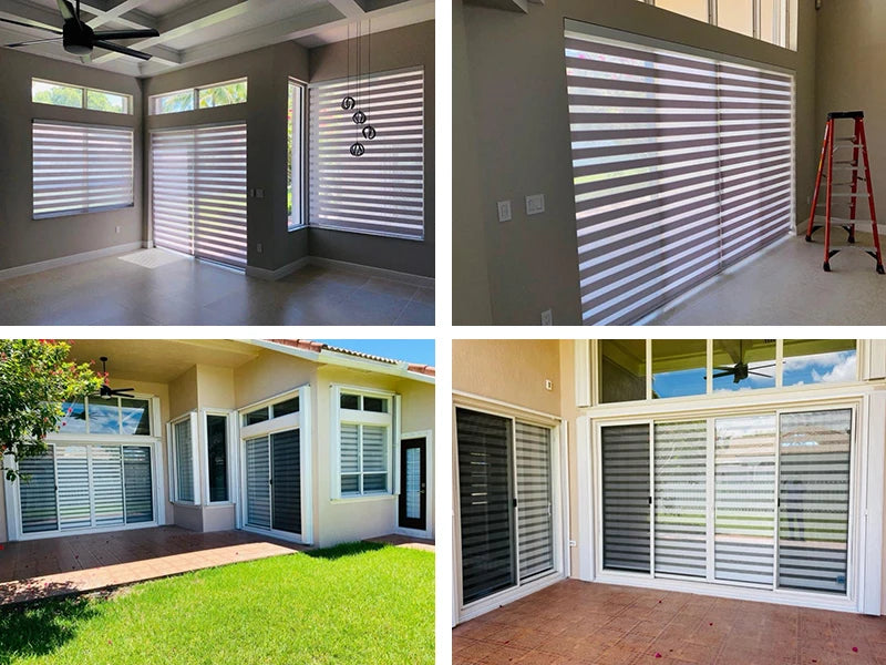 Zebra Roller Blinds Light Filtering Shades Battery Powered Electric