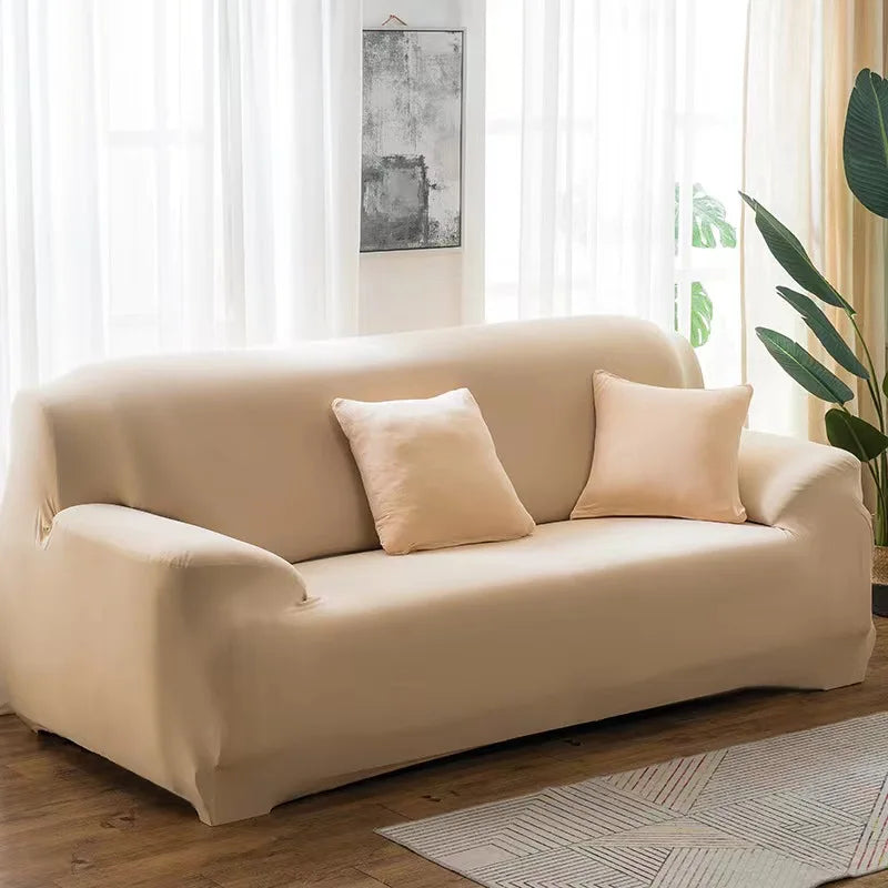 Solid Sofa Cover for Living Room Elastic 1/2/3/4 Seater Sofa Cover Protector L Shaped Corner Sofa Cover Chaise Longue