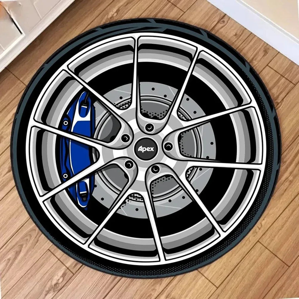 Car Rugs Tire Shape Round Mats Boys Bedroom Rug Car Hub Home Living Room Anti-slip Coffee Table Floor Mat Tapetes De Automóvil