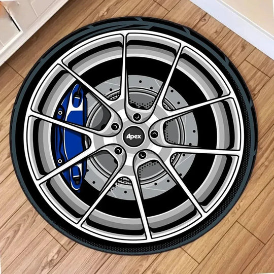 Car Rugs Tire Shape Round Mats Boys Bedroom Rug Car Hub Home Living Room Anti-slip Coffee Table Floor Mat Tapetes De Automóvil