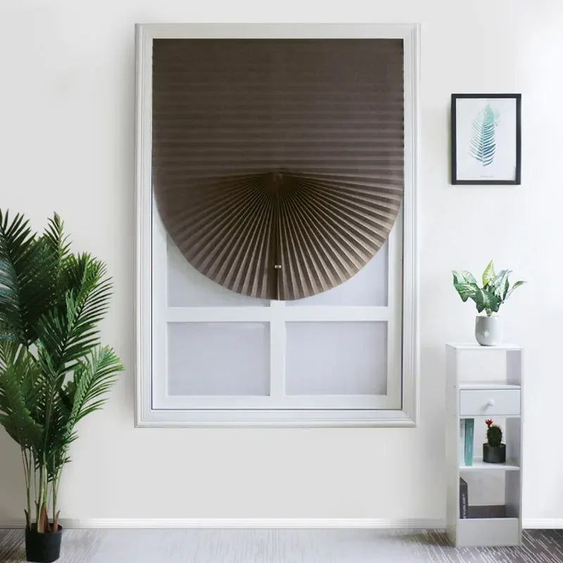 1Pc Shades Self-adhesive Half Windows Nonwoven Folding Curtain B