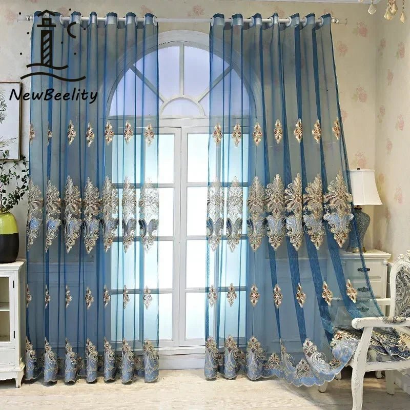 Window Blinds Embroidery Tulle Curtains For Living Room