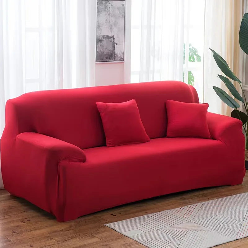 Solid Sofa Cover for Living Room Elastic 1/2/3/4 Seater Sofa Cover Protector L Shaped Corner Sofa Cover Chaise Longue