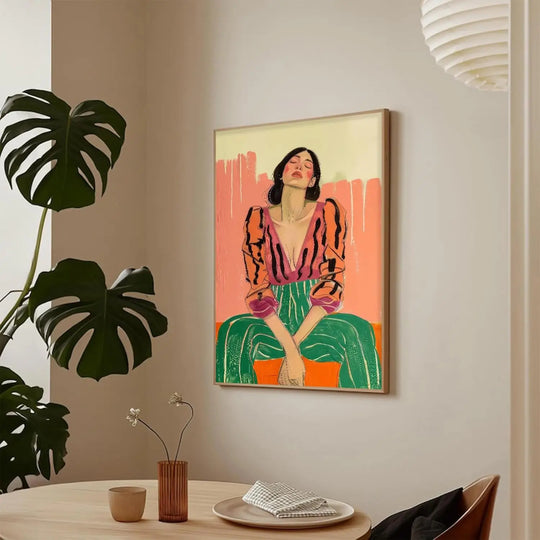 Abstract Wall Art Retro Female Dark Academy Posters Portrait Paintings