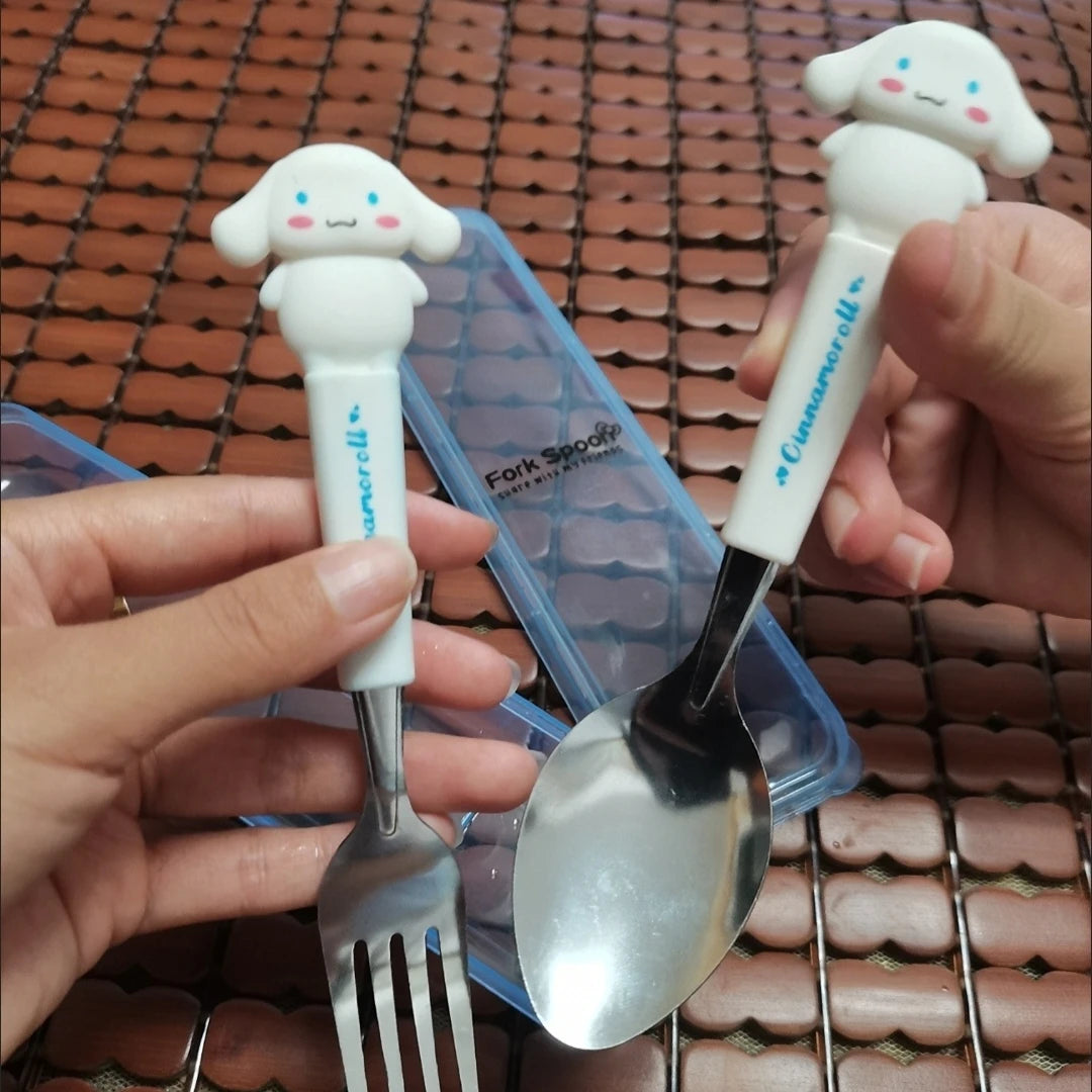 Kitty Cinnamoroll Spoon Fork 2 Pcs Set Stainless Steel