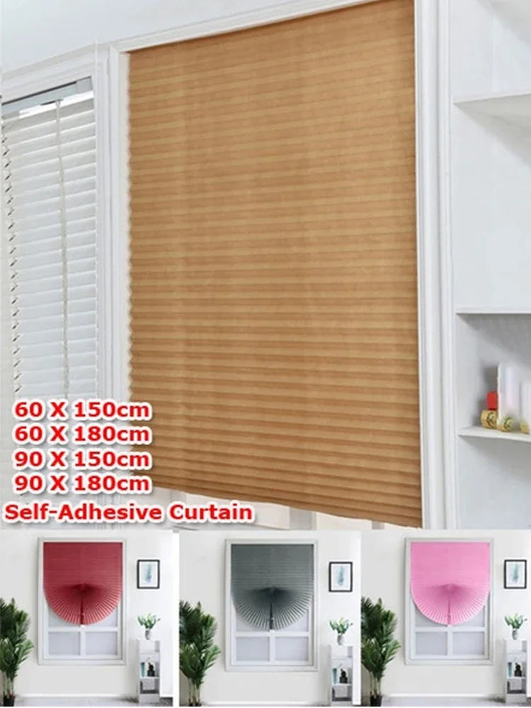 1Pc Shades Self-adhesive Half Windows Nonwoven Folding Curtain B