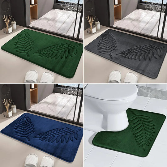 3PCS Set Bath Mats Nonslip Soft Quick Dry Bathroom Soft Rugs Water Absorption