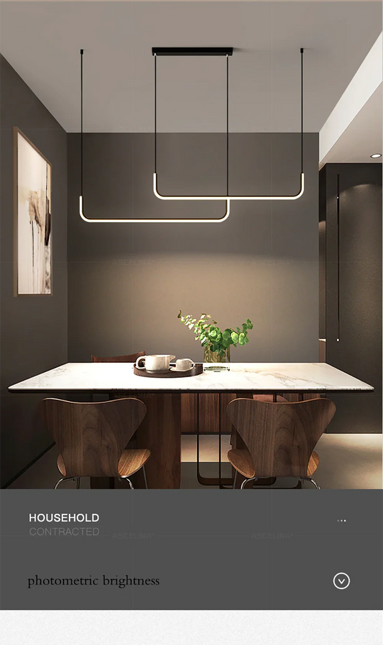Modern LED Strip Chandelier Light Restaurant Kitchen Decor