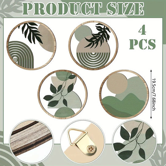 4 Bohemian Wall Art Set - Wooden Bohemian Deco