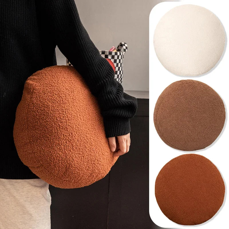 Nordic Style Round Cushion Soft Teddy Furry Cushion