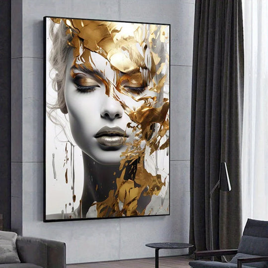 Modern Abstract Woman Face Print Art Posters